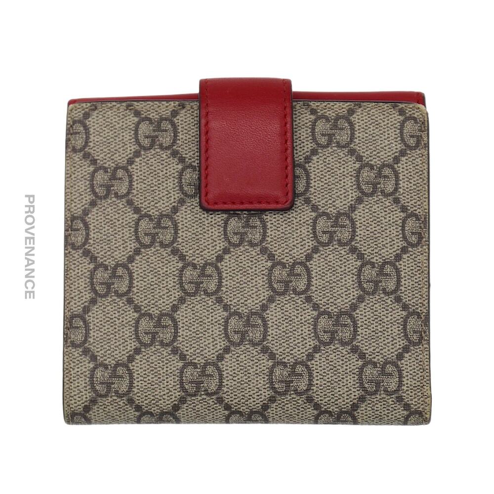 🔴 Gucci Trifold Snap Wallet - GG Supreme Red/Pink - Picture 3 of 11